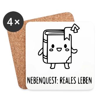 Side Quest: Real Life | Funny Gamer Saying - Coasters (set of 4) - white - Front