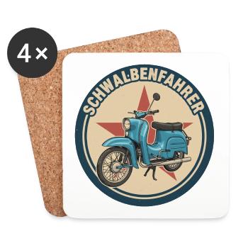 Schwalbe Simson Mobylette DDR Suhl KR51 Cadeau - Dessous de verre (lot de 4) - blanc - Devant