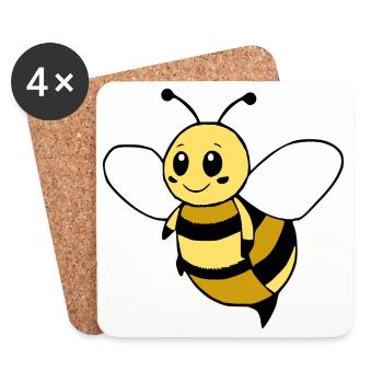 Niedliches Bienen T-Shirt  lustiges Design Imker - Untersetzer (4er-Set) - Weiß - Vorne