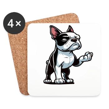 Sprich mit der Pfote Boston Boston terrier Bostie - Untersetzer (4er-Set) - Weiß - Vorne