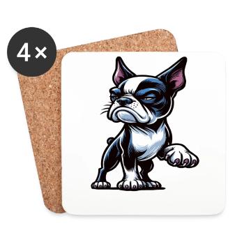 Sprich mit der Pfote Boston Boston terrier Bostie - Untersetzer (4er-Set) - Weiß - Vorne