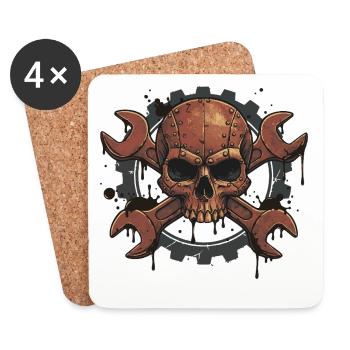 Skull Wrench – Für echte Schrauber-Seelen - Untersetzer (4er-Set) - Weiß - Vorne
