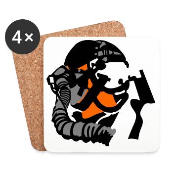 Pilote de jet - Dessous de verre (lot de 4) - blanc - Devant