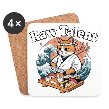 Cat Chef Sushi Master - Dessous de verre (lot de 4) - blanc - Devant