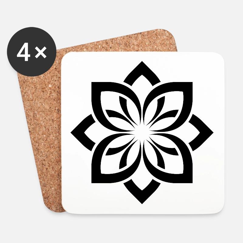Geometrische Blüten Mandala Chogan - Untersetzer (4er-Set) - Weiß