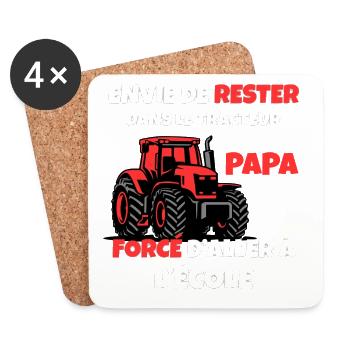 Boys' T-shirt Tractor School Farmer - Coasters (set of 4) - white - Front