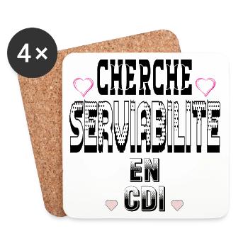 Cherche Serviabilité en CDI - Dessous de verre (lot de 4) - blanc - Devant