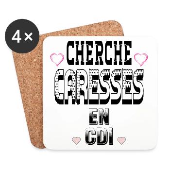 Cherche Caresses en CDI - Dessous de verre (lot de 4) - blanc - Devant