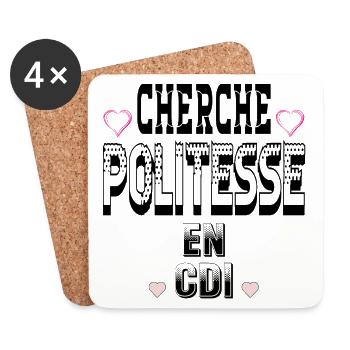 Cherche Politesse en CDI - Dessous de verre (lot de 4) - blanc - Devant