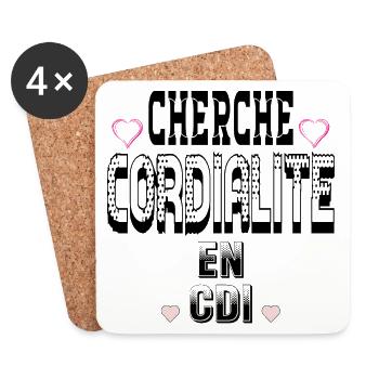 Cherche Cordialité en CDI - Dessous de verre (lot de 4) - blanc - Devant