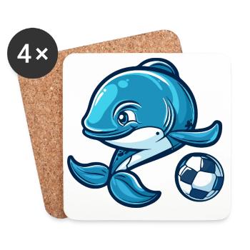 Whale Football Comic - Coasters (set of 4) - white - Front