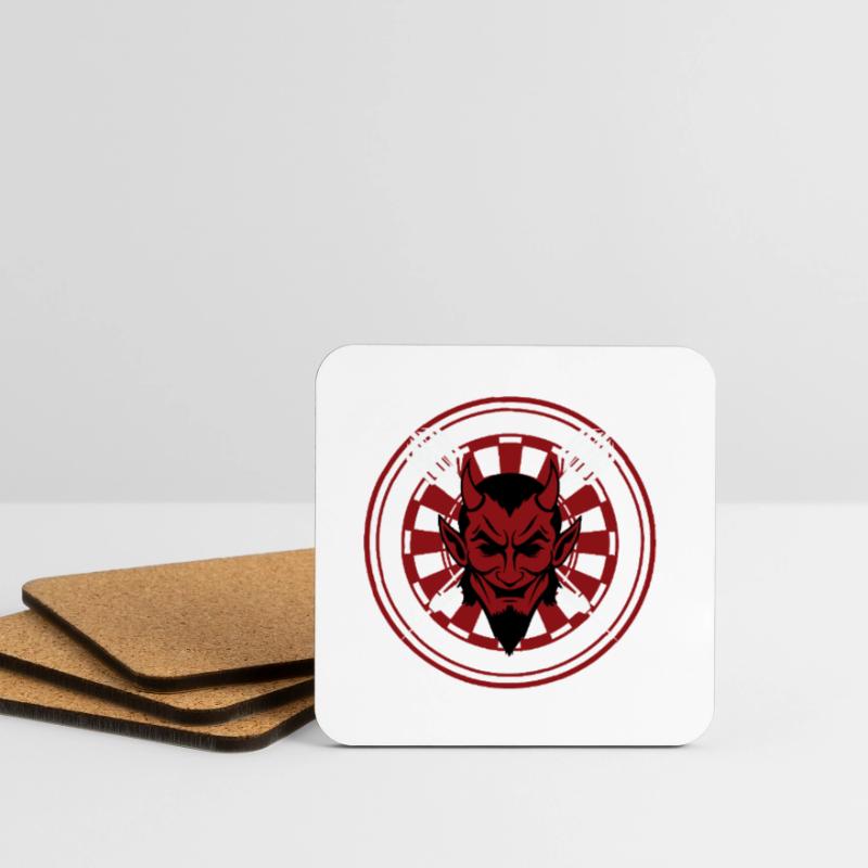 Darts, bullseye, dartboard and devil. Coasters (set of 4)