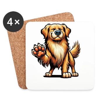 Sprich mit der Pfote Golden Retriever Goldie  - Untersetzer (4er-Set) - Weiß - Vorne