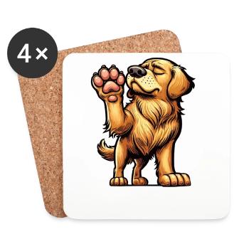 Sprich mit der Pfote Golden Retriever Goldie  - Untersetzer (4er-Set) - Weiß - Vorne