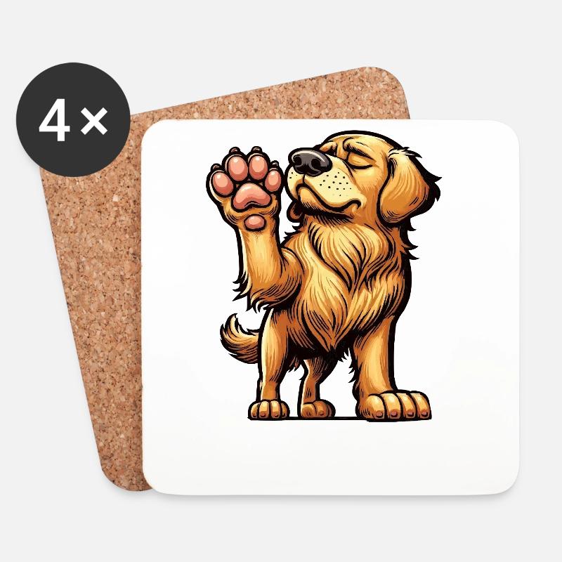 Sprich mit der Pfote Golden Retriever Goldie  - Untersetzer (4er-Set) - Weiß