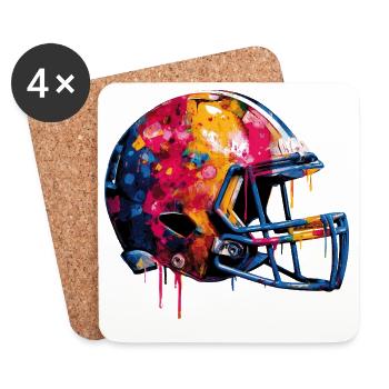 Football Helm - Untersetzer (4er-Set) - Weiß - Vorne