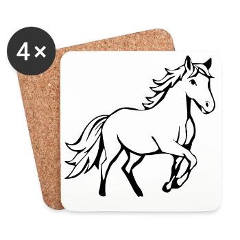 Horses T-shirt Gift Rider - Coasters (set of 4) - white - Front