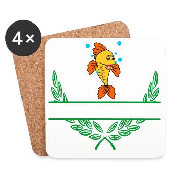 Couronne de laurier de poisson avec espace de noms - Dessous de verre (lot de 4) - blanc - Devant