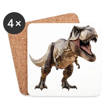 T-Rex Dino Dinosaur - Coasters (set of 4) - white - Front