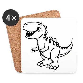Dinosaur black - Coasters (set of 4) - white - Front