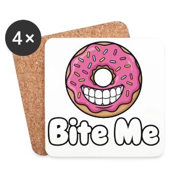 Bite Me Donut Grinsen - Untersetzer (4er-Set) - Weiß - Vorne
