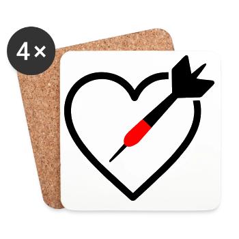Fléchettes en forme de cœur – Passion Précision - Dessous de verre (lot de 4) - blanc - Devant