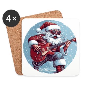Guitare du Père Noël - Dessous de verre (lot de 4) - blanc - Devant