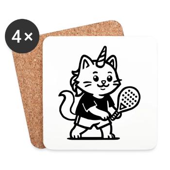 Unicorn cat padel - Coasters (set of 4) - white - Front