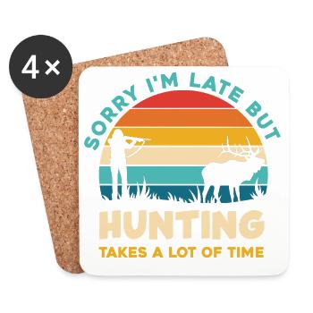 Désolé d’être en retard à la chasse au coucher de soleil rétro - Dessous de verre (lot de 4) - blanc - Devant