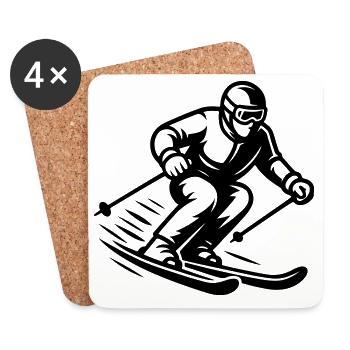 Ski Sport Silhouette - Dessous de verre (lot de 4) - blanc - Devant