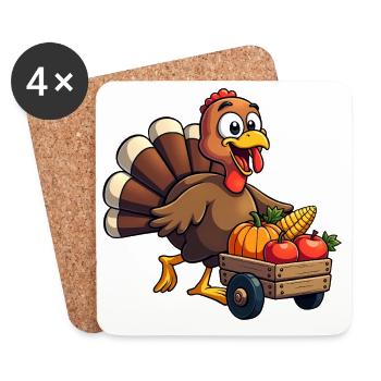 Thanksgiving Funny Thanksgiving Turkey - Coasters (set of 4) - white - Front