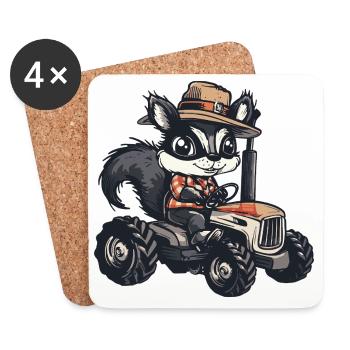 Éleveur de tracteurs moufettes - Dessous de verre (lot de 4) - blanc - Devant