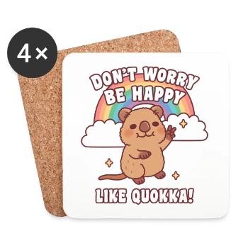 Mignon, ne t’inquiète pas, sois heureux comme quokka, citation drôle - Dessous de verre (lot de 4) - blanc - Devant