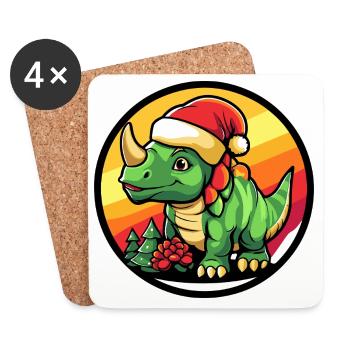 Le Père Noël Dino en splendeur de Noël - Dessous de verre (lot de 4) - blanc - Devant