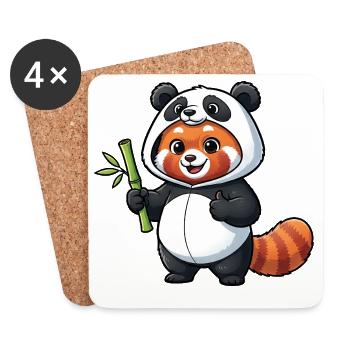 Cute Panda Fox Carnival Costume Carnival - Coasters (set of 4) - white - Front