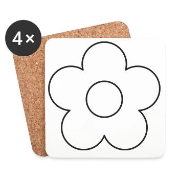 Flower minimalist - Dessous de verre (lot de 4) - blanc - Devant