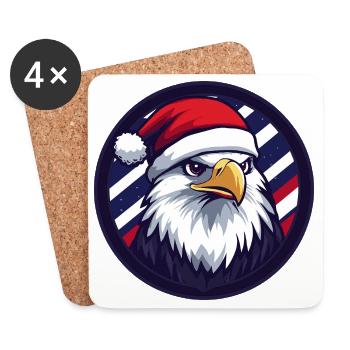 Christmas eagle in the flag circle - Coasters (set of 4) - white - Front
