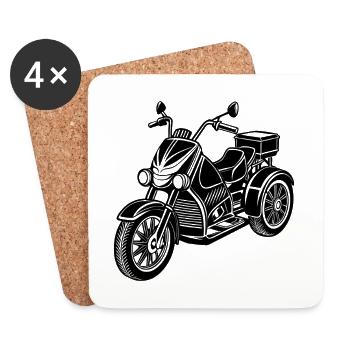 Motocyclette - Dessous de verre (lot de 4) - blanc - Devant
