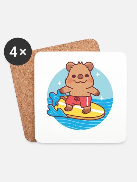 Niedliches Quokka, die Wellen, Strand und Sommer - Untersetzer (4er-Set) - Weiß