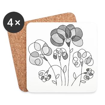 Blumen - Untersetzer (4er-Set) - Weiß - Vorne