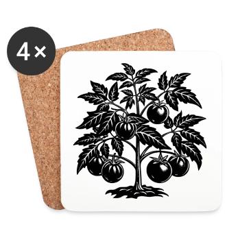 Plante de tomate - Dessous de verre (lot de 4) - blanc - Devant