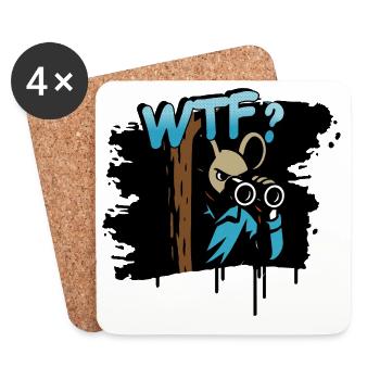 WTF Souris avec jumelles Motif comique drôle - Dessous de verre (lot de 4) - blanc - Devant