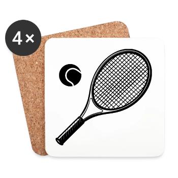 Raquette de tennis - Dessous de verre (lot de 4) - blanc - Devant