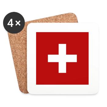 Schweizer Flagge - Untersetzer (4er-Set) - Weiß - Vorne