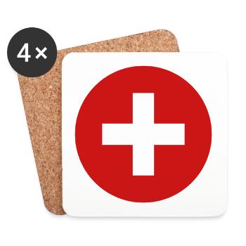 Swiss flag round - Coasters (set of 4) - white - Front