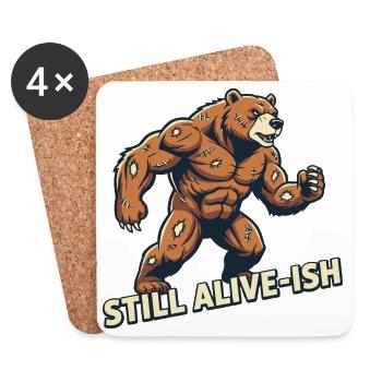 Undead Bear with Sewing Patches - Coasters (set of 4) - white - Front