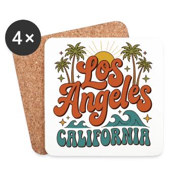 Los Angeles California - Surf Vintage 70s - Coasters (set of 4) - white - Front