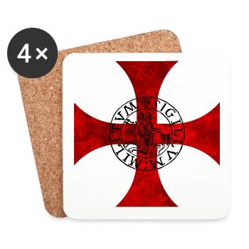 Templerkreuz – Kreuz pattée und Siegel - Untersetzer (4er-Set) - Weiß - Vorne