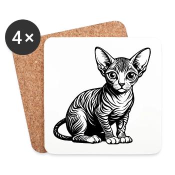 Sphynx-Katze - Untersetzer (4er-Set) - Weiß - Vorne