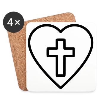 Heart with Cross Love Faith Vector - Coasters (set of 4) - white - Front